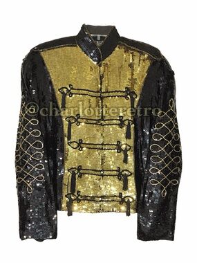 vtg MODI Military Silk Sequin Trophy Jacket